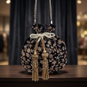 Luxury Handmade Embroidered Potli Bag <b>for</b> Women Designer Drawstring Potli <b>Handbags</b> Perfect <b>for</b> <b>Wedding</b> Parties and Festive - Product Image 3