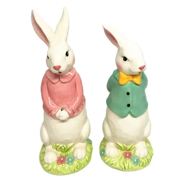 Ostern keramik kaninchen paare dekorationen, bunny paare figuren