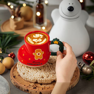 Mug de Noël en céramique en forme de chaussette <span class=keywords><strong>avec</strong></span> paille, artisanat écologique, cadeau de Noël pour les événements d'entreprise et les employés - Product Image 2