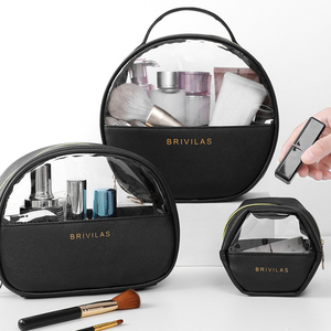 Bolsa para cosméticos redonda de pvc, novidade de 2022, portátil, grande capacidade de armazenamento, organizador para maquiagem, bolsa redonda rosa para viagem - Product Image 1