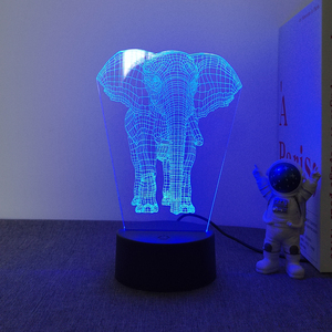 Dieciséis colores cambiantes 3D Luz de noche con elefante Animal remoto para decoración de escritorio - Product Image 5