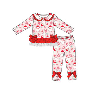 Preordine Set di Abbigliamento Natalizio per Bambine con Maglietta a Maniche Lunghe con Colletto Babbo Natale e Pantaloni con Volant - Product Image 4