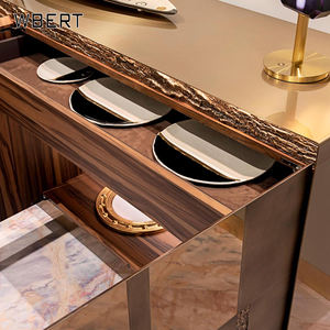 WBERT, muebles de acero inoxidable, luz de lujo, posmoderno, Rectangular, encimera de mármol Natural, mesa de reuniones, soportes de TV laterales de Metal - Product Image 4