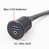 Accessoires audio stéréo pour voiture Ports USB et AUX Panneau de voiture encastré 3.5mm mâle femelle Câble d'extension PVC Veste Tresse Blindage