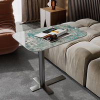 Table basse en marbre vert vintage minimaliste Table d'appoint traditionnelle pour salle à manger ou chambre à coucher Table Console de thé pour meubles