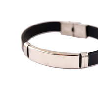 Bracelet en acier inoxydable pas cher pour hommes, bracelet en caoutchouc personnalisé avec ID, bracelet en silicone avec logo personnalisé