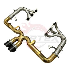 Échappement de course Vortex Gold Titanium pour Porsche 911 992 GT3 4.0 2022-2025 avec collecteurs thermiquement protégés et doubles embouts en carbone - Product Image 3