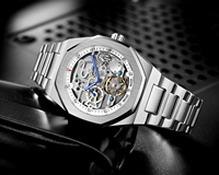 Montre Mode Squelette Automatique Mécanique en Acier Inoxydable pour Hommes Montre de Luxe
