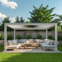 Pergola Bioclimatique Moderne en Aluminium pour Jardin, Motorisée, avec Volets Lamellaires, Étanche, pour Balcon