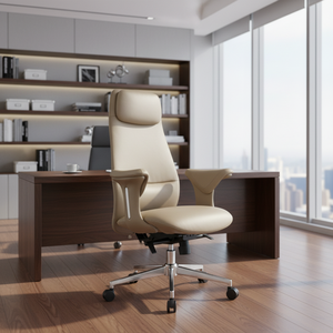 Chaise de bureau ergonomique Sinonis pivotante en cuir confortable et robuste, réglable, pour bureau et atelier - Product Image 5