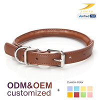 Collier pour chien en cuir véritable entièrement rembourré anti-frottement OEM ODM, doublure intérieure douce et lisse, boucle en alliage d'argent, anneau en D, collier léger