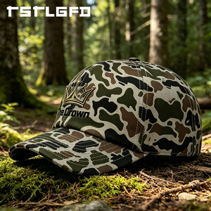 Custom Logo 6 Panel <b>Camo</b> Baseball <b>Cap</b> Wholesale Bulk Rubber Patch Curved Brim Hat Structured Manufacturer - Product Image 2