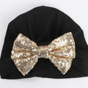 Gorros Lindos <span class=keywords><strong>para</strong></span> Bebés Recién Nacidas, Gorro <span class=keywords><strong>Turbante</strong></span> Suave <span class=keywords><strong>de</strong></span> Algodón con Lazo y Lentejuelas <span class=keywords><strong>para</strong></span> Bebés - Product Image 5