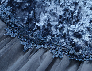 Robe en velours à manches longues pour filles, mode printemps, robe en tulle et dentelle pour jolies princesses, de haute qualité - Product Image 2