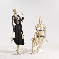 Ropa moderna de alta calidad, ropa interior Sexy, sujetador, maniquí dorado, modelo femenino de cuerpo completo para escaparate