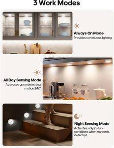 Modern RGB LED Under Cabinet <b>Light</b> with Remote Control Battery Powered Dimmable Touch Control Under Counter Lighting - Product Image 4