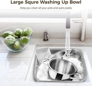 Durevole in acciaio inox grande contenitore quadrato Multi-Purpose piatto <span class=keywords><strong>vasca</strong></span> <span class=keywords><strong>lavello</strong></span> per <span class=keywords><strong>cucina</strong></span> per il lavaggio delle verdure e uso domestico - Product Image 5