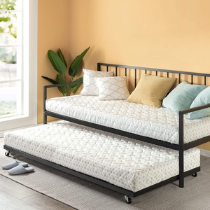Twin <strong>Daybed</strong> and Trundle Set <strong>Metal</strong> <strong>Daybed</strong> and Trundle Set Bed Frame Steel Slat Support Black Iron Classic Furniture Modern FL - Product Image 3