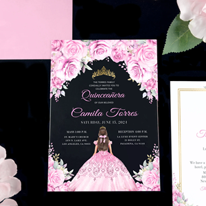 Vert émeraude <span class=keywords><strong>Princesse</strong></span> Robes Impression Invitaciones De 15 Aos De Acrilico Quinceanera XV <span class=keywords><strong>D</strong></span>écorations Acrylique Invitations <span class=keywords><strong>Carte</strong></span> - Product Image 5