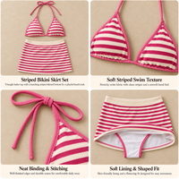 Set Bikini Desainer OEM untuk Wanita, Kain dan Cetakan Khusus, Pakaian Renang Dua Potong dengan Label Logo