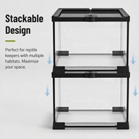 Terrarium d'élevage pour reptiles en verre entièrement transparent, terrarium écologique pour forêt tropicale, pour geckos, tortues, serpents, poissons, usage ornemental