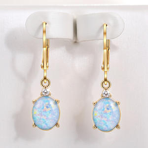Pendientes de Plata E4606 con Piedra Azul Claro, Joyería de Moda para Mujer, Corte Brillante Redondo con Engaste de Garra, Pendientes de Aleación - Product Image 6