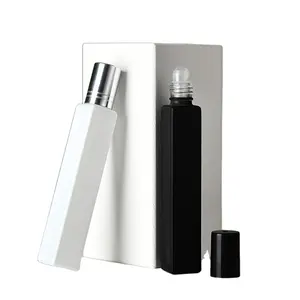 Rouleau vide noir de 10ml sur des bouteilles en verre Bouteilles à rouleaux carrés noirs de 10ml pour l'huile essentielle de parfum