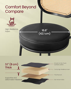 <span class=keywords><strong>VASAGLE</strong></span> Lot de 2 tabourets de bar modernes en rotin PE Chaises de bar de 30.1 pouces Tabourets de bar rembourrés en cuir synthétique - Product Image 4