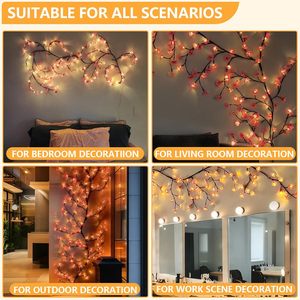 <span class=keywords><strong>Luci</strong></span> a ramo <span class=keywords><strong>di</strong></span> salice con fiori <span class=keywords><strong>di</strong></span> ciliegio rosa chiaro, 8 modalità <span class=keywords><strong>di</strong></span> illuminazione, per camera da letto, pareti, porte, matrimoni - Product Image 4
