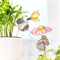 Vente en gros de attrape-soleil en verre teinté personnalisé, motif souris et lune, style Art Déco, fait main, ornement suspendu pour fenêtre, décoration maison et jardin