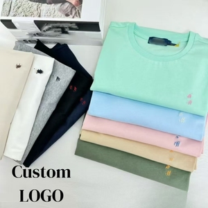 T-shirt court ample à manches courtes 100 % coton personnalisé pour homme, vente en gros, logo brodé, motif uni, tissu tricoté 180 grammes, vierge - Product Image 1