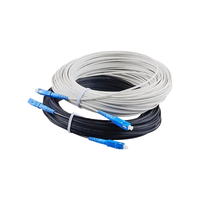 Kabel Fiber Optik Drop Outdoor FTTH G657A Harga 1m SM 1 Core Hitam 3 Kawat Baja Konektor LC SC UPC Kabel Jumper