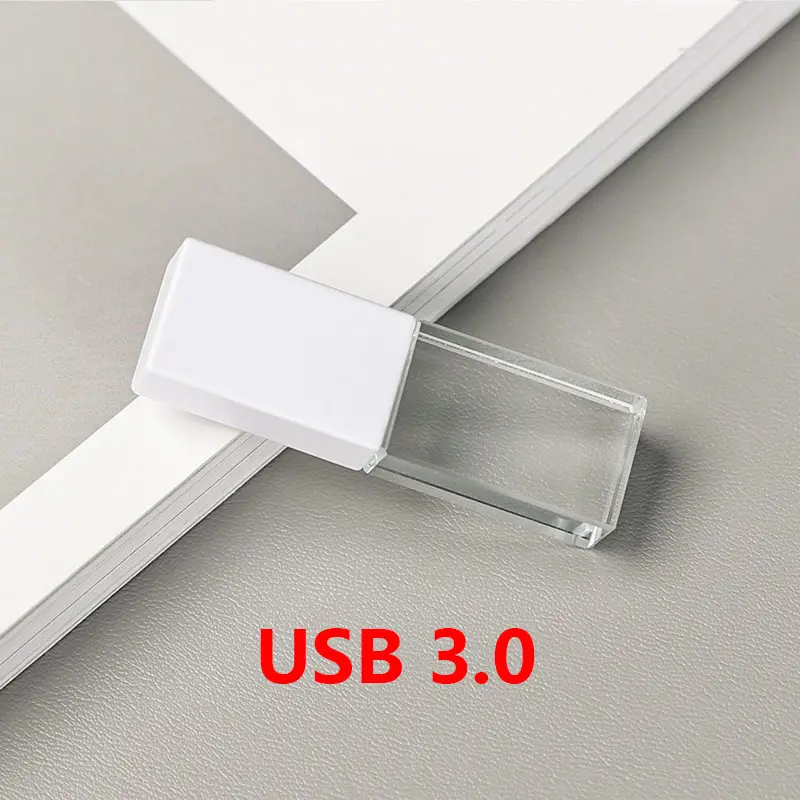 Benutzer definierte Luxus Glas Cle USB 3.0 U Disk Pen drive Stick 4 8GB 16GB 32GB 64GB 128GB 256GB Pen Drive Crystal Memoria USB-Flash-Laufwerk