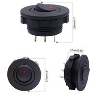 Interrupteur à bascule rond 12V-24v DC avec support SPST marche/arrêt 3 broches 2 positions avec LED