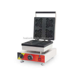 Gaufrier professionnel <span class=keywords><strong>à</strong></span> 4 trous en forme de papillon, machine <span class=keywords><strong>à</strong></span> cuire électrique avec contrôle de la température, acier inoxydable, 220v, neuf - Product Image 2