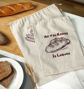 Bolsa de pan de lino ecológica personalizada sin forro, lavable, para inventario, embalaje casero, con cordón, reciclable - Product Image 2
