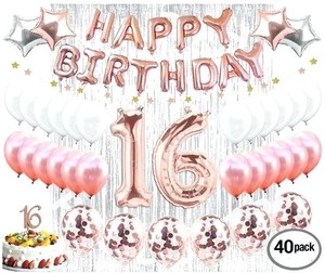 Decorazioni per Festa dei 16 Anni in Oro Rosa, Fascia 'Sweet 16', Decorazioni per <span class=keywords><strong>Torta</strong></span>, Palloncini per Ragazze - Product Image 5