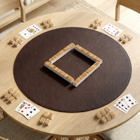 Tapis de jeu de Mahjong rond en PU 50*50cm, accessoires de jeu de Mahjong en cuir de qualité supérieure, dessous de plat, cadeau pour les amateurs de Mahjong