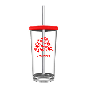 Classic Highball Cold Cup 500ml Clear PP Plastic <b>Tumbler</b> <b>with</b> <b>Straw</b> Reusable Unisex for Office and Home REUP - Product Image 1