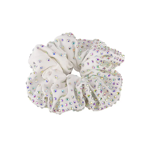 Personnaliser les chouchous élégants bleu et blanc Mystique pour la danse et le cheerleading avec des strass AB - Product Image 3