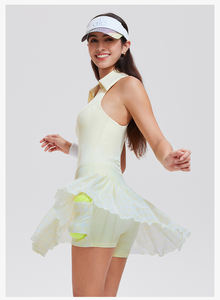 ชุดออกกำลังกายแขนกุดสำหรับผู้หญิงชุดเล่นเทนนิสเล่นโยคะเสื้อและเลกกิ้ง2ชิ้น - Product Image 6