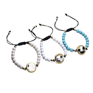 Bracelet à perles en alliage de zinc, bleu, blanc, beige, bijoux cadeau unisexe - Product Image 5
