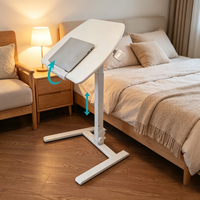 Bureau d'ordinateur portable moderne compact à inclinaison pneumatique réglable, design peu encombrant, table de chevet mobile pour usage intérieur et bureau à domicile