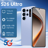 Smartphone S26 Ultra 5G, écran LED 7,3 pouces 90Hz, appareil photo 108MP, 16 Go RAM, 1 To stockage, batterie 8000 mAh, charge rapide, Face ID, GPS, double SIM, Android 15