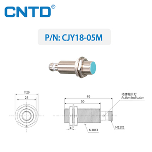 CNTD-<span class=keywords><strong>Sensor</strong></span> de proximidad inductivo de metal, conector cilíndrico, distancia de detección de 5mm, DC 10-30V, PNP, NPN, M12, tipo de conector - Product Image 3