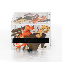 Boîte à bijoux à tiroir personnalisée de luxe avec insert en velours et impression artistique
