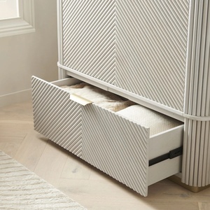<span class=keywords><strong>Armario</strong></span> Moderno Personalizado en Gris Claro, Madera Maciza con Acabado en Melamina, con Cajones, Diseño Acanalado, Mueble de Almacenamiento - Product Image 6