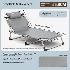 <span class=keywords><strong>Lit</strong></span> <span class=keywords><strong>pliant</strong></span> de bureau portable de style moderne avec cadre en fer, nouvelle version améliorée, design plus large et pliable en trois parties, idéal pour la pause <span class=keywords><strong>d</strong></span>éjeuner ou la chambre. - Product Image 2