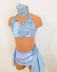 Luxury Grayish Blue Girls' Lyrical <strong>Dance</strong> <strong>Dress</strong> Customizable Pole <strong>Dance</strong> Flash Drill Competition Performance Wear <strong>Ballroom</strong> Type - Product Image 3