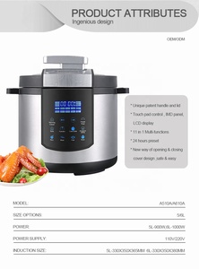 Điều Khiển Cảm Ứng Với Núm LCD 4 Hiển Thị Kỹ Thuật Số 5 Lít 900W Skd Đầy Đủ Đặt Hàng Nồi Áp Suất Điện - Product Image 2